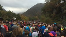 The runners gather at the start