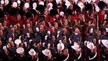 Members of the Armed Forces give three cheers for Her Majesty The Queen