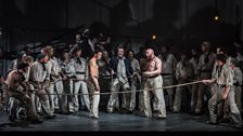 Roderick Williams, Eddie Wade, Daniel Norman, and members of the cast and the Chorus of Opera North