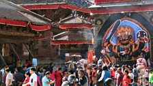 Crowds gather in Kathmandu's Durbar Square in celebration of Dashain