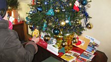 Sophie found the clue with this tree, decorated by a local Brownie group