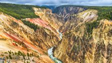 Fuelled by melting snow, over a million tons of water flows down the Yellowstone river.