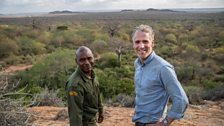 Gordon Buchanan together with elephant expert, Benjamin Kyalo from the David Sheldrick Wildlife Trust.