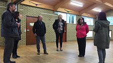 Past pupils, teachers and parents inside Scout Hall