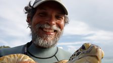 Carlos and a hawksbill turtle