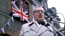 Ian Paisley holds an Ulster Says No rally in November 1985