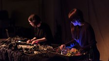 Klara Lewis (L) and Nik Colk Void performing