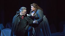 Michael Volle as Holländer and Amber Wagner as Senta