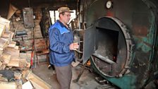 Wood fuelled energy powers the factory- steam is produced by burning logs