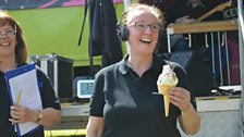 Jo enjoys her ice-cream