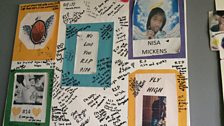 A condolence poster for Nisa’s parents signed by her classmates