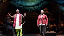 Michel de Souza and Njabulo Madala as the Aswini Twins.