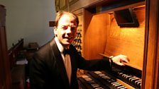 David Goode at the console of Trinity College, Cambridge