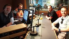 Alastair Seeley & Martin Barr (right) join presenters Michael McNamee & Gavin Andrews (left)