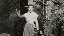 Margaret Laidlaw outside the vicarage in 1953