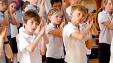 Mayfield Primary School pupils learn body percussion moves from Connect It