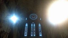 The rose window at dusk