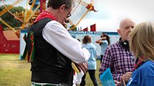 JP and Louise lure in some unsuspecting Morris Dancers