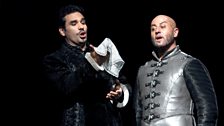 Frédéric Antoun as Cassio and Marco Vratogna as Iago