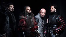 Fréderic Antoun as Cassio, Simon Shibambu as Montano, Marco Vratogna as Iago and Thomas Atkins as Roderigo