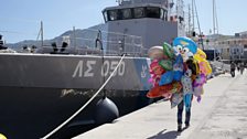 One of the many coastguard ships in the centre of Mytilene, Lesbos