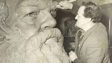 Laurence Bradshaw sculpting his monument to Karl Marx