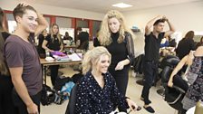 A hair and make-up action shot