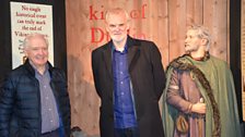 Tim McGarry and Professor Colm Lennon at the Dublinia Viking Museum discussing the Battle of Clontarf.