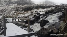 Eira ar y ffordd am Cwm Idwal- Rhagfyr 8fed 2017