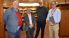 Author Tim Pat Coogan and Tom Quinlan of the National Archives with David Hume and Tim McGarry