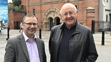 David Hume with writer and political commentator Brian Feeney at St Mary's Chapel in Belfast