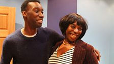 Nathan Stewart-Jarrett (Spider) and Tanya Moodie (Mrs Higgler) in the studio