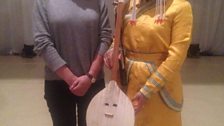 Kate Molleson and a female throat singer with swan head fiddle