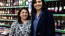 Caroline Flint at Beasleys Newsagents in Wandsworth