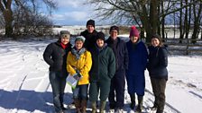 The Farming Today team with Kate and Vicky Morgan