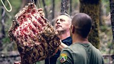 Our brave pair lay a meat trap for Bigfoot