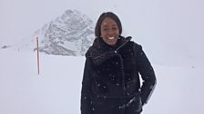 On the Diavolezza glacier in the Swiss Alps