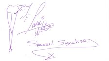 Cosey Fanni Tutti's signs our scrapbook