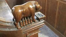 The treasure turned out to be on this very distinctive pew end!