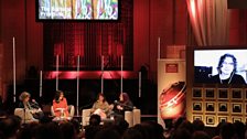 Maysoon Pachachi, Nawal al-Maghafi, Eliane Raheb and Nesma Zazou with Ziad Doueiri via video link at the ˿ Arabic Festival