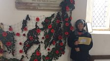 The net of poppies carried on into the church