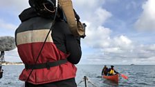 Jo and John being filmed on Strangford Lough