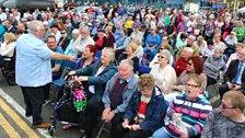 Hugo and a packed square in Ballyclare