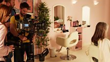 The cast and crew at work