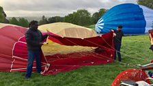 Miles Chambers (left) and Composer Dan Jones (right) holding the balloon