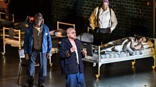 White as Alexandr Petrovič Gorjančikov, Hoare as Šapkin, Lloyd-Roberts as Drunk Prisoner & Charbonneau as Aljeja