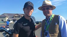 Thomas Pieters arrives at the course