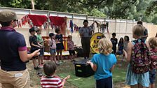 Kids take part in a circus workshop