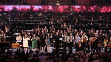 Stephen Bell takes a bow with The Unthanks, Jarlath Henderson, Julie Fowlis, Sam Lee and ALAW