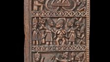 Wooden door panel carved by Dada Areogun of Osi village, Ekiti State, Nigeria, 1924.